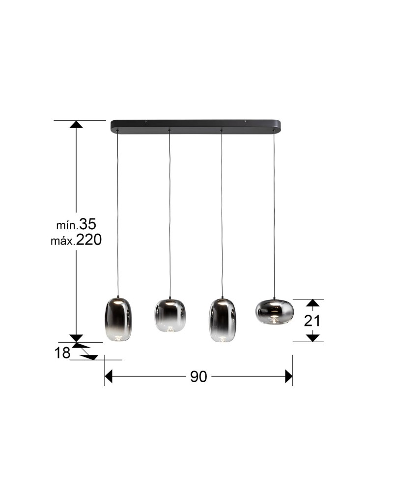 ONICE- LAMPARA 4L NEGRO-SMOKE